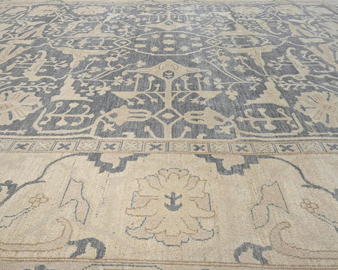 12x14 Ziegler Gray Afghan Hand Knotted Wool Area Rug